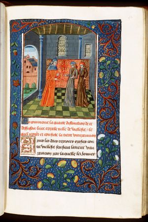 Cato Maior disputing with Scipio Minor and Caius Laelius on old age