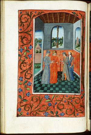 Caius Laelius disputing with his sons-in-law Caius Fannius and Quintus Mucius Scaevola on friendship, in presence of Cicero