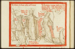 Christ choosing 'Ecclesia', chasing away 'Synagoga'
