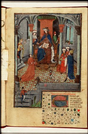Solomon enthroned among his counsellors