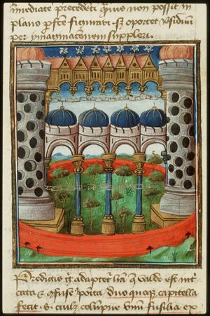 The bronze pillars in front of the palace of Solomon
