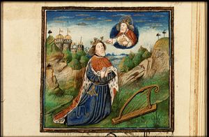 God points to the eyes of David at prayer