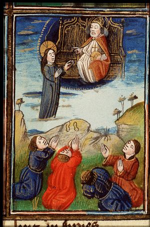 The Ascension: the apostles see Christ taken up to the right side of God