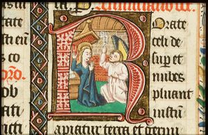 The Annunciation: Gabriel announces Christ's birth to Mary