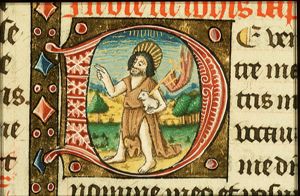 St. John the Baptist holding a cross-staff and the Lamb of God (Agnus Dei)
