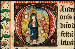 The Assumption: Mary is lifted up to heaven by angels