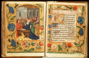 Pentecost: the Holy Spirit descends upon Mary and the apostles