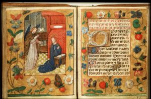 The Annunciation: Gabriel announces Christ's birth to Mary