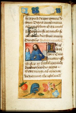 The Evangelist St. Matthew, listening to his symbol the angel