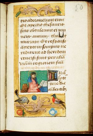 The Evangelist St. Mark reading, with his symbol the lion