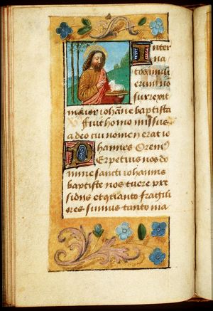 St. John the Baptist holding a book and the Lamb of God (Agnus Dei)