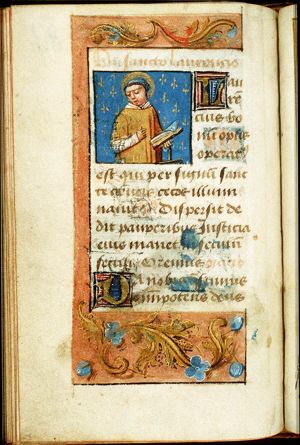 St. Laurence of Rome holding a book and a gridiron