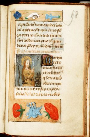 St. Margaret of Antioch with the dragon, holding a cross