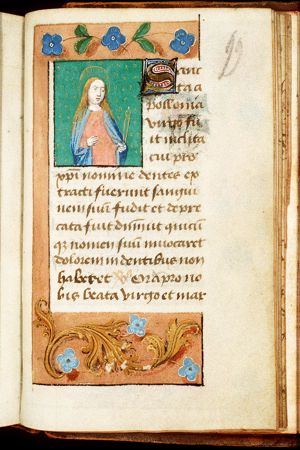 St. Appolonia of Alexandria holding a tooth in pincers