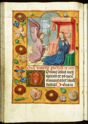 The Annunciation: Gabriel announces Christ's birth to Mary