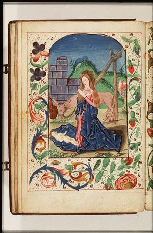 The Nativity: the adoration of the Christ-child by Mary
