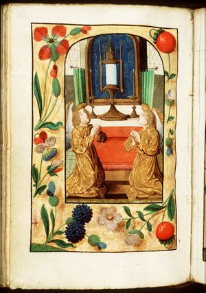 Two angels adorating the Holy Sacrament