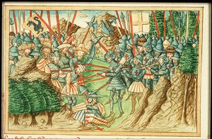 The battle between Lazar Hrebljanovic of Servia and Sultan Murad I of Turkey