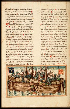 Sea-battle between the English under Richard Fitzalan and the French