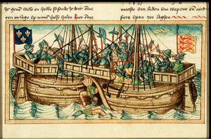 Sea-battle between the English under Richard Fitzalan and the French