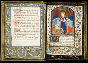 St. Catherine of Alexandria holding a sword, with Emperor Maxentius and a wheel at her feet, and with two angels
