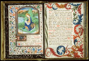 The Evangelist St. John writing on the island of Patmos, with his symbol the eagle