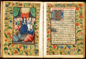 Pentecost: the Holy Spirit descends upon Mary and the apostles