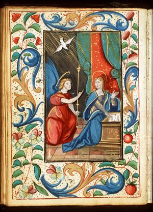 The Annunciation: Gabriel announces Christ's birth to Mary