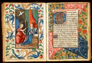 The Annunciation: Gabriel announces Christ's birth to Mary