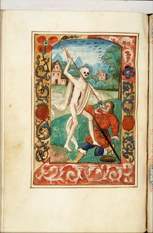 Death attacking a man