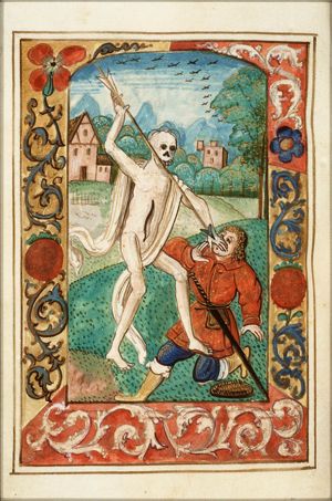 Death attacking a man