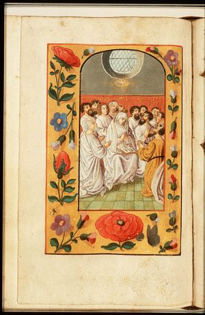 Pentecost: the Holy Spirit descends upon Mary and the apostles