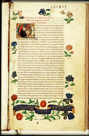 St. Jerome writing, with lion