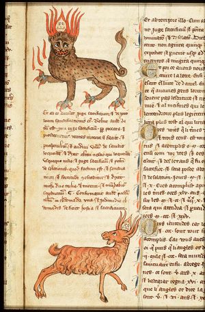 Daniel's vision: the fourth beast with ten horns; the goat with four horns
