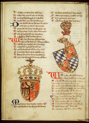 Coat of arms of Margaret of Holland-Henegouwen, wife Louis of Bavaria, emperor of het Roomse Rijk
