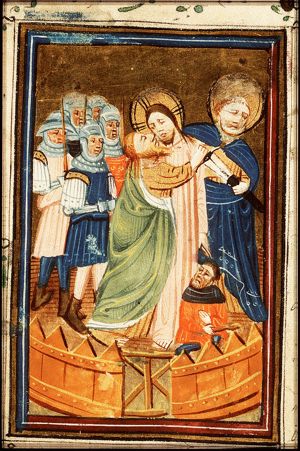 The arrest of Christ: the kiss of Judas; the ear of Malchus cut off by St. Peter