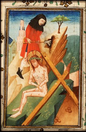 Christ sitting on the cold stone