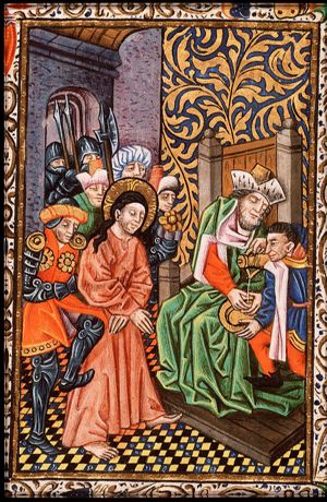 Christ before Pilate, Pilate washes his hands