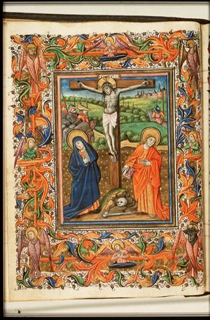 The Crucifixion, with Mary and St. John, soldiers (background)