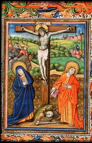 The Crucifixion, with Mary and St. John, soldiers (background)