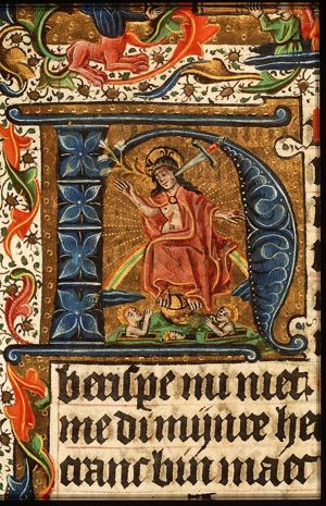 The Last Judgement: Christ on a rainbow raises the dead