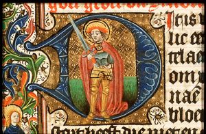 St. Adrian of Nicomedia holding a sword and an anvil