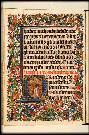 St. Sylvester, Bishop of Rome, holding a cross-staff and a book