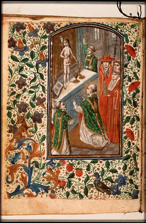 The mass of St. Gregory the Great: Christ appears on the altar
