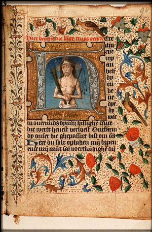 Man of Sorrows: Christ holding scourge and reed