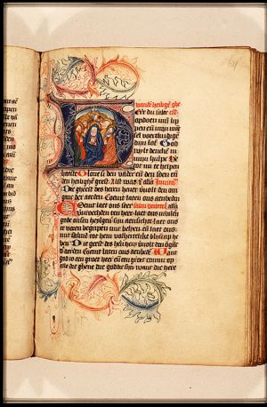Pentecost: the Holy Spirit descends upon Mary and the apostles