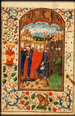 The arrest of Christ: the kiss of Judas; the ear of Malchus cut off by St. Peter