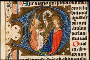 The Annunciation: Gabriel announces Christ's birth to Mary