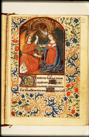 The Annunciation: Gabriel announces Christ's birth to Mary