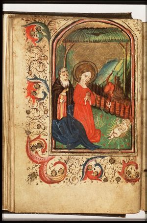 The Nativity: the adoration of the Christ-child by Mary and St. Joseph